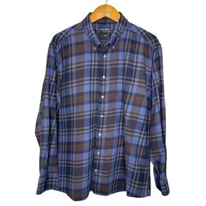 Bruun & Stengade Flannel Shirt Blue/Brown‎ Mens XXL Casual Modern Fit